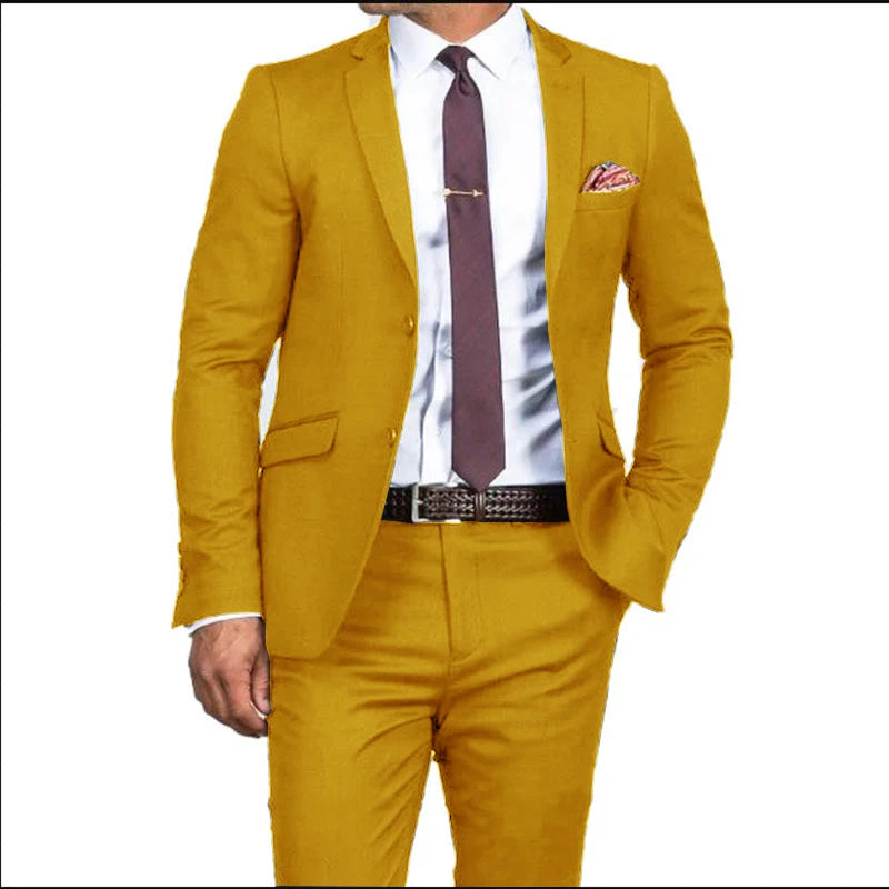 2024 New Men's Formal Fit Single breasted Elegant man suit Customized  Casual Business Office Jacket Set of Two Comfortable