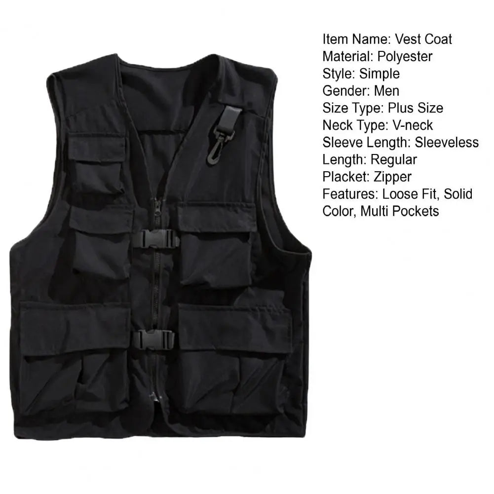 Summer Men Vest Coat Casual Photographer Waistcoat Mesh Work Sleeveless Multi Pockets Jacket Tools Pocket Cargo Vest