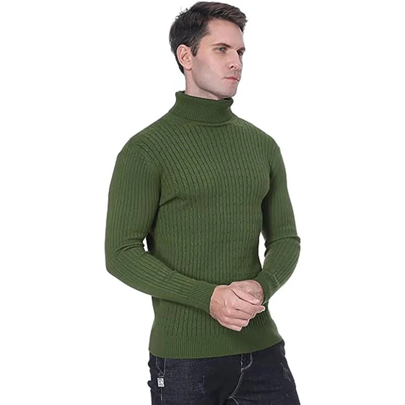 Winter Men's Turtleneck Sweater Casual Men's Knitted Sweater Keep Warm Fitness Men Pullovers Tops