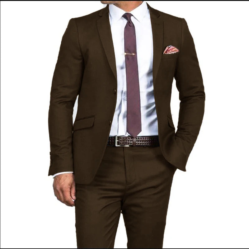 2024 New Men's Formal Fit Single breasted Elegant man suit Customized  Casual Business Office Jacket Set of Two Comfortable