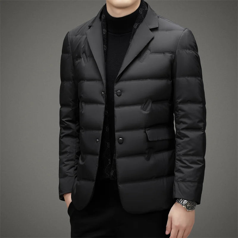 Down Suit Men 2024 New Middle-aged Men Winter Warm Duck Down Clothes Father Winter Suit Coat  Blazer Masculino Slim Fit