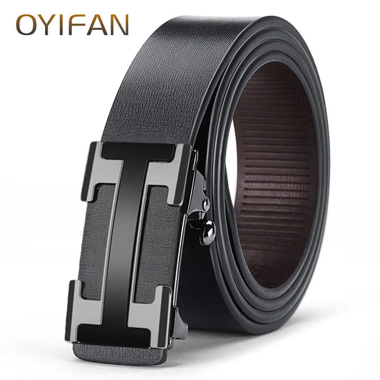 OYIFAN Top Quality Men's Genuine Leather Belt Men Leather Belts Size 105-160cm Automatic Belt Leather Belt for Men