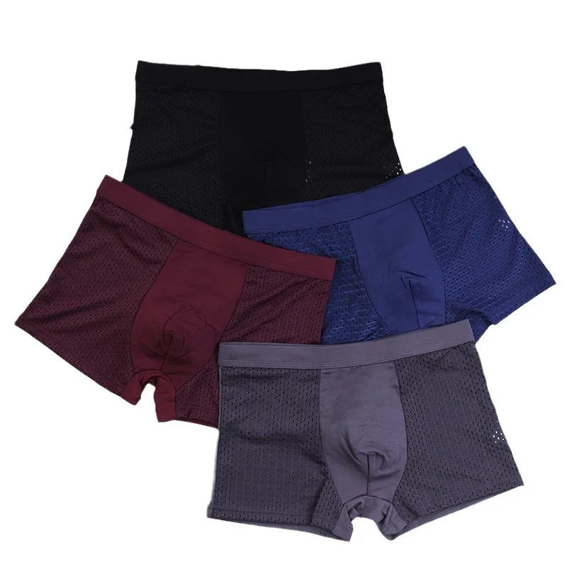 We.Fine 2024 New 4pc Antibacterial Summer Spring Underwear Men's Bamboo Boxer Shorts Underwear Microfiber Elastic Underpants