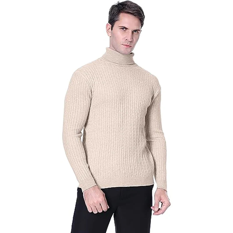 Winter Men's Turtleneck Sweater Casual Men's Knitted Sweater Keep Warm Fitness Men Pullovers Tops