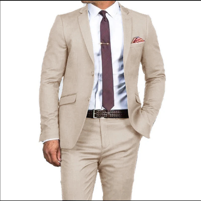 2024 New Men's Formal Fit Single breasted Elegant man suit Customized  Casual Business Office Jacket Set of Two Comfortable