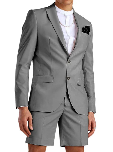 Casual Summer Beach Men Suits 2024 Short Pants 2 Piece Set Groom Tuxedo Beach Wedding Dress Costume Homme Mariage (Blazer+Pants)