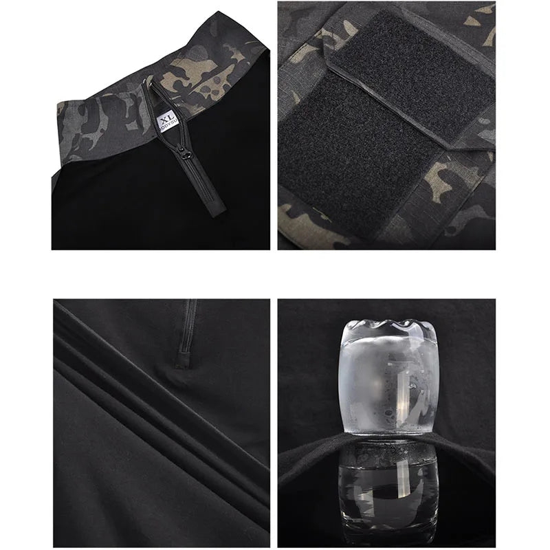 Summer Short Sleeve Sets Men Breathable Tactical Tshirts+Multi-pocket Straight Cargo Pants 2 Pcs Suits Camo Work Training Set