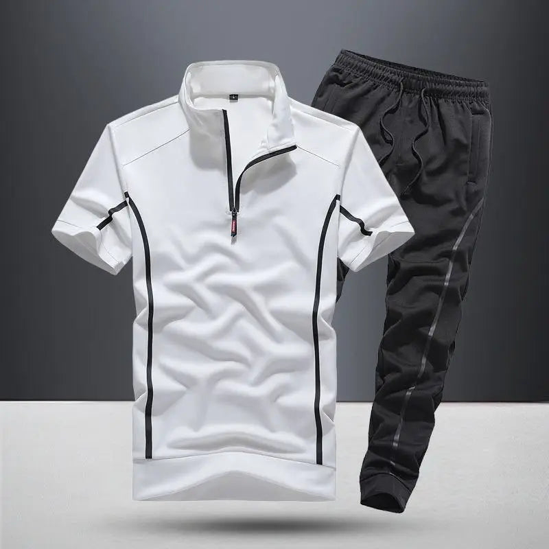 Top Pants Sets Man Polyester T Shirt Slim Fit Sports Suits Cotton Essential Fashion Tracksuit Cheap Loose Kpop Men's Clothing