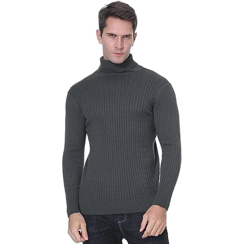 Winter Men's Turtleneck Sweater Casual Men's Knitted Sweater Keep Warm Fitness Men Pullovers Tops