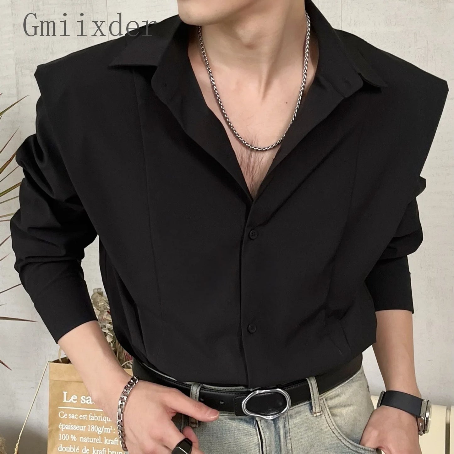 Spring Autumn Square Collar Simple Splicing Sun Protection Shirt Men's Handsome Loose Casual High Street Shirts Outerwear Tops