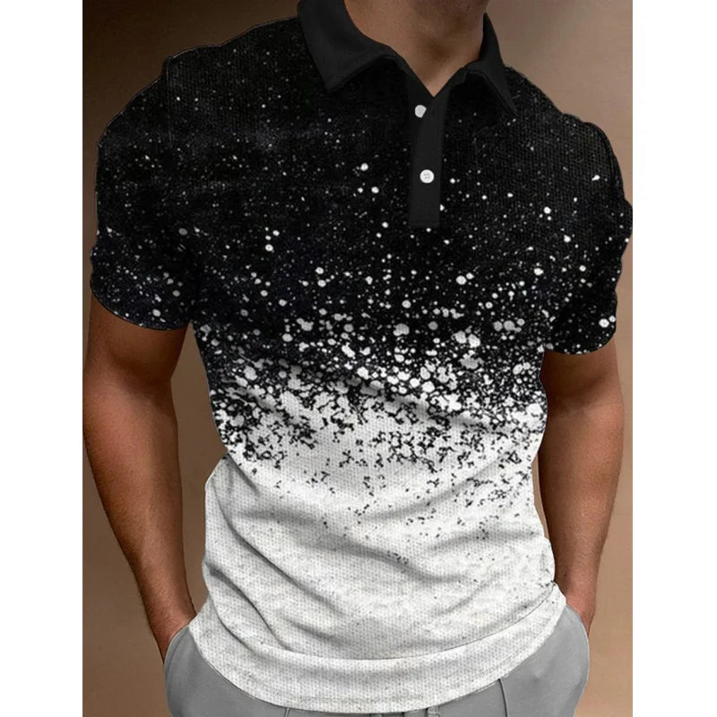 Fashion Polo Shirt For Men 3d Stripe T-Shirt Tops Summer Short Sleeve High Quality Polo Shirts Black Tees Casual Male Clothes XL