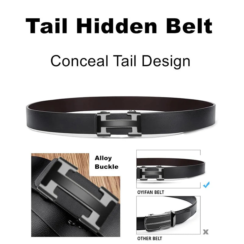 OYIFAN Top Quality Men's Genuine Leather Belt Men Leather Belts Size 105-160cm Automatic Belt Leather Belt for Men