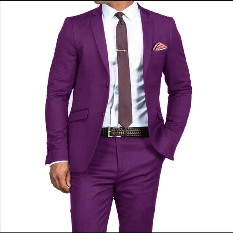 2024 New Men's Formal Fit Single breasted Elegant man suit Customized  Casual Business Office Jacket Set of Two Comfortable