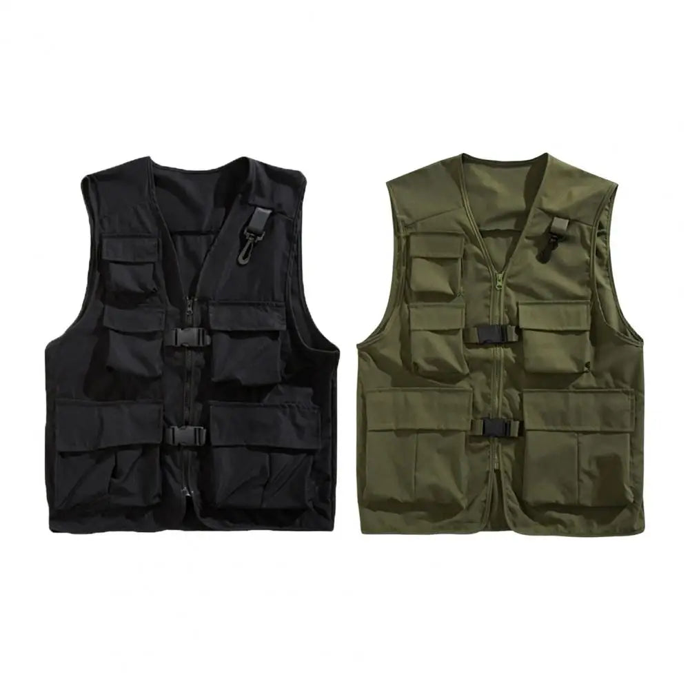 Summer Men Vest Coat Casual Photographer Waistcoat Mesh Work Sleeveless Multi Pockets Jacket Tools Pocket Cargo Vest