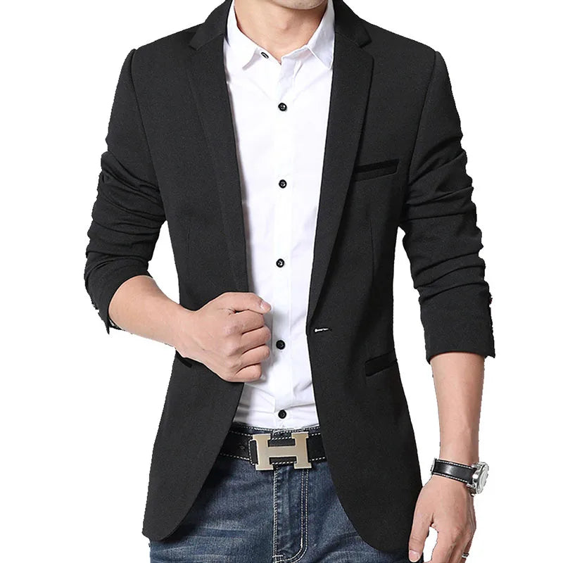 Classic Men's Blazers Autumn Spring Fashion Slim Suit Jacket Korean Men Blazer Masculino Clothing Vetement Homme M~5XL AF1415