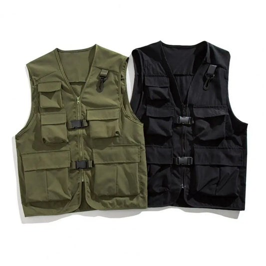 Summer Men Vest Coat Casual Photographer Waistcoat Mesh Work Sleeveless Multi Pockets Jacket Tools Pocket Cargo Vest