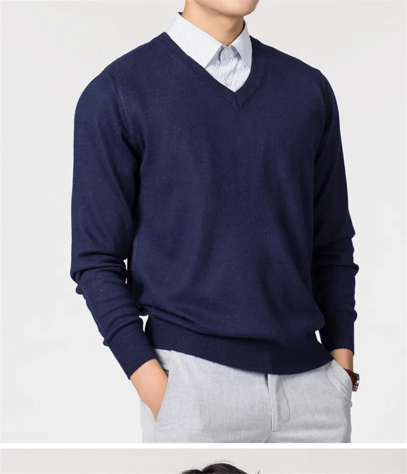 Men's Sweaters V-neck Pullovers Cashmere Knitting Hot Sale Spring Women Sweaters Wool Knitwear High Quality Jumpers Clothes