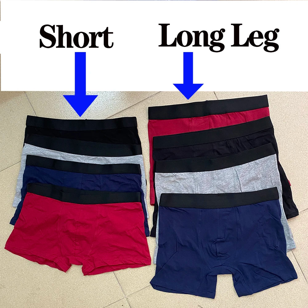 Long Cotton Men's Boxer Shorts Briefs Boxers Man Sport Underwear Loose Underpants Men Sexy Lingerie Plus Size Breathable Panties