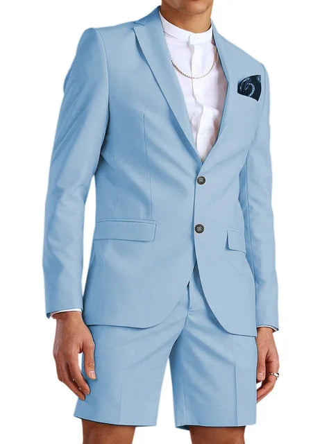 Casual Summer Beach Men Suits 2024 Short Pants 2 Piece Set Groom Tuxedo Beach Wedding Dress Costume Homme Mariage (Blazer+Pants)