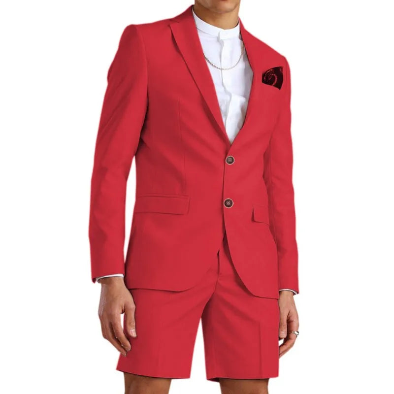 Casual Summer Beach Men Suits 2024 Short Pants 2 Piece Set Groom Tuxedo Beach Wedding Dress Costume Homme Mariage (Blazer+Pants)