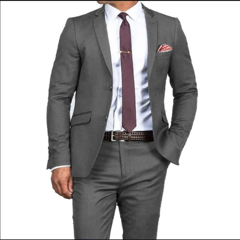 2024 New Men's Formal Fit Single breasted Elegant man suit Customized  Casual Business Office Jacket Set of Two Comfortable