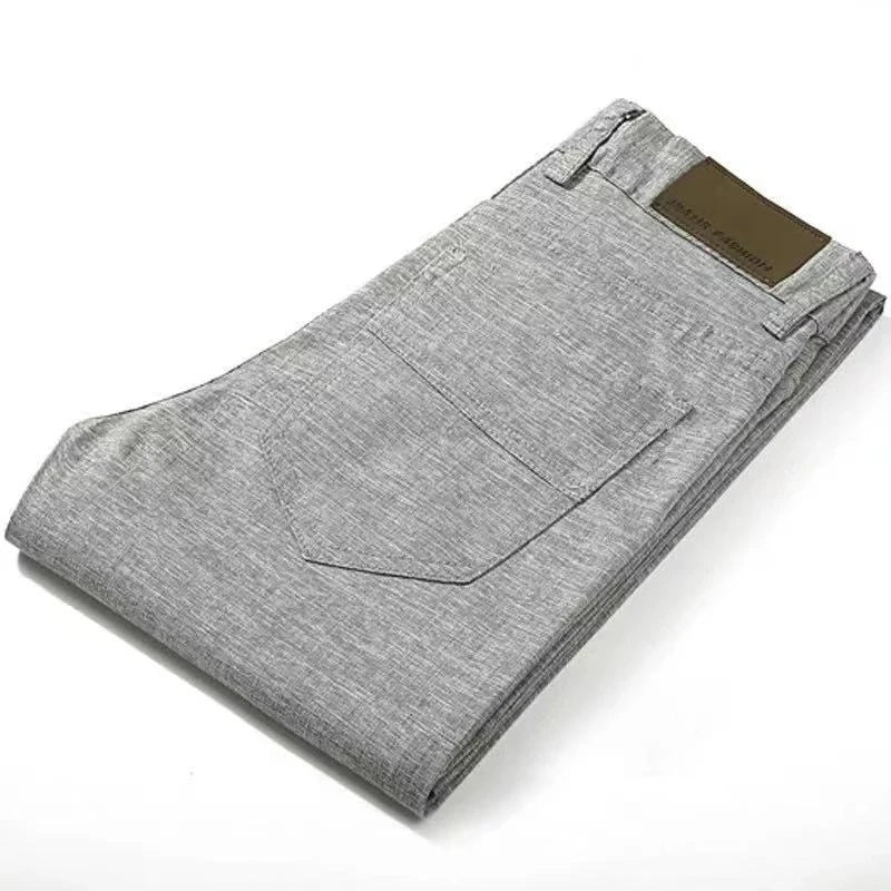 Summer ultra-Thin Men's Casual Pants Straight Linen Long Pants Korean Version of the Slim Youth Cotton and linen Men's Pants