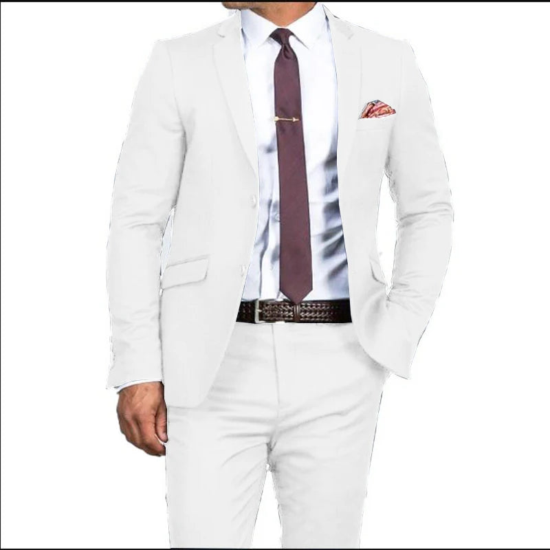 2024 New Men's Formal Fit Single breasted Elegant man suit Customized  Casual Business Office Jacket Set of Two Comfortable