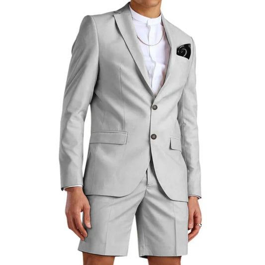 Casual Summer Beach Men Suits 2024 Short Pants 2 Piece Set Groom Tuxedo Beach Wedding Dress Costume Homme Mariage (Blazer+Pants)