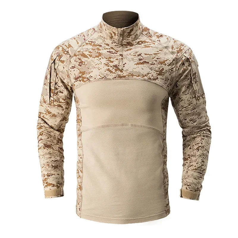 Military Tactical Shirt Men Camouflage Paintball Long Sleeve T Shirt Multicam Cotton Combat Shirts Camo Army T-Shirt