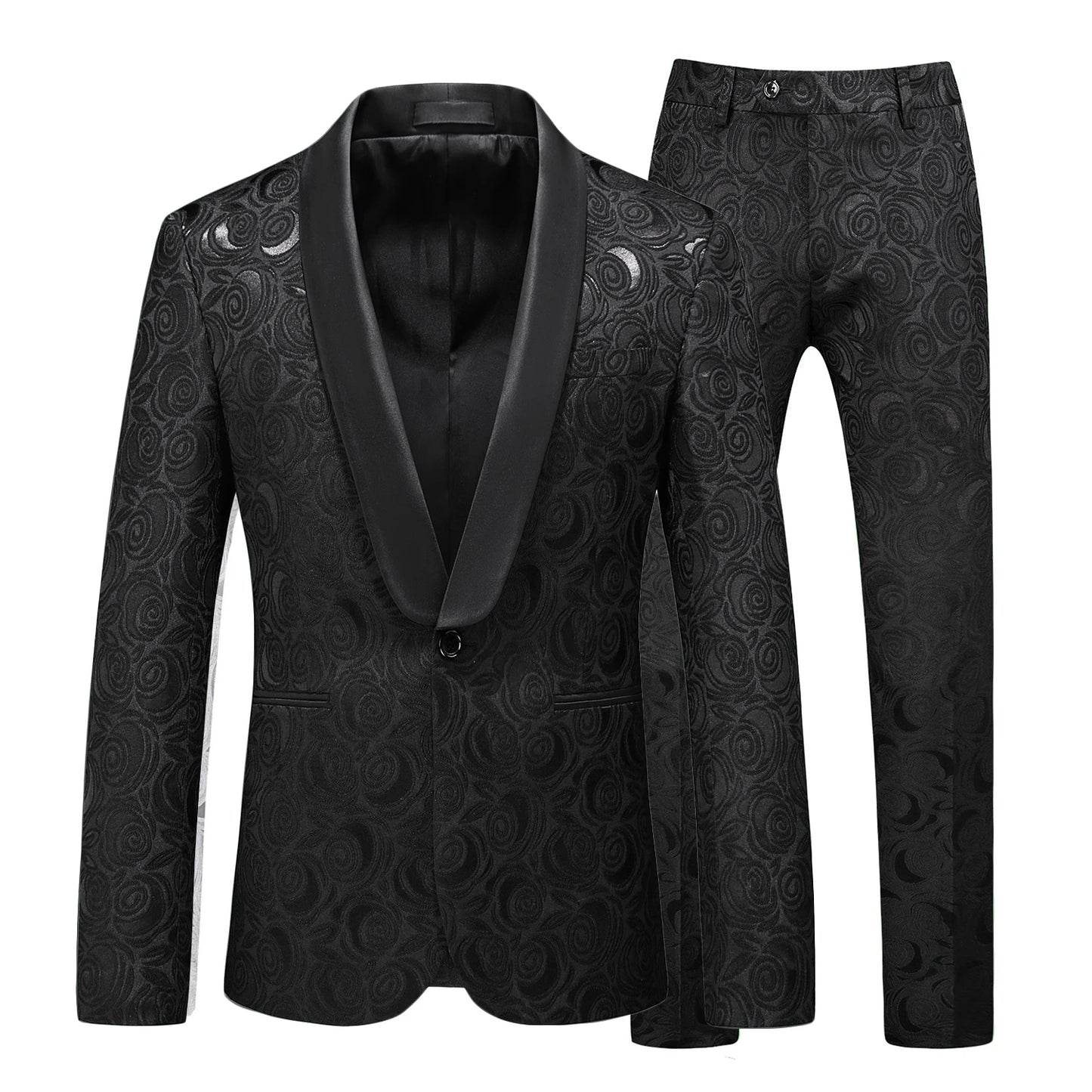 Luxury Jacquard Suit Men Business Banquet Wedding Party Groom Swallowtail Dress Men's Slim Fit Blazers Pants Large Size 6XL