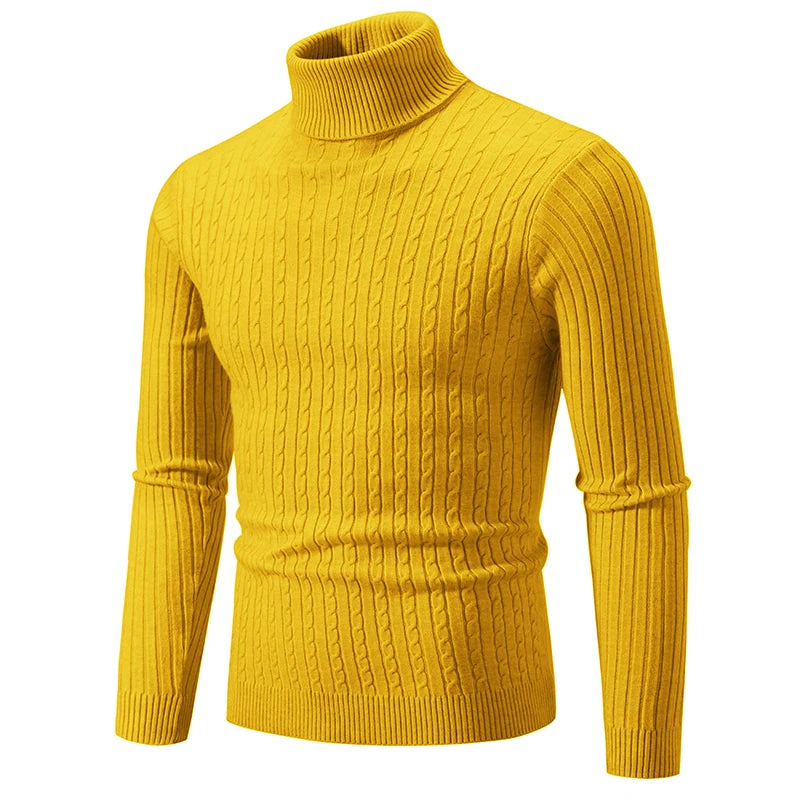 Winter Men's Turtleneck Sweater Casual Men's Knitted Sweater Keep Warm Fitness Men Pullovers Tops